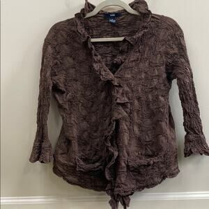 Kial M cotton brown ruffled jacket